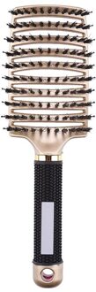 Haar Hoofdhuid Massage Kam Haarborstel Varkenshaar Nylon Vrouwen Nat Krullend Ontwarren Haar Borstel Voor Salon Kappers Styling Tools goud