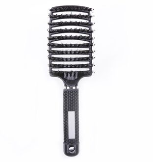 Haar Hoofdhuid Massage Kam Haarborstel Varkenshaar Nylon Vrouwen Nat Krullend Ontwarren Haar Borstel Voor Salon Kappers Styling Tools zwart