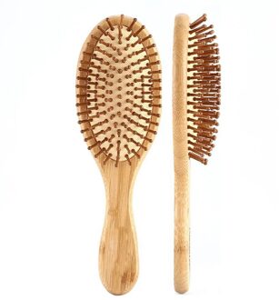 Haar Kam Bamboe Airbag Massage Kam Verkoolde Massief Hout Bamboe Kussen Anti-Statische Borstel Kammen Reizen