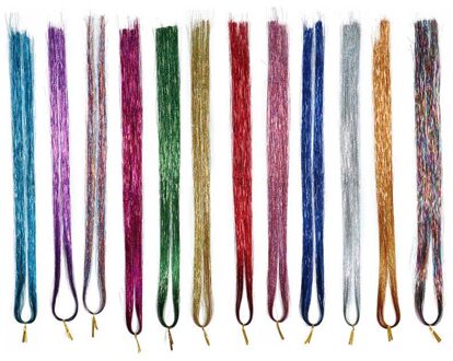 Haar Klatergoud Strengen Kit, Klatergoud Hair Extensions, fee Haar Klatergoud Kit Voor Vrouwen Meisjes Met Gereedschap (12 Kleuren)