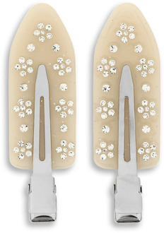 Haar Styling Sui Ava No Crease Flower Crystal Clips White 2 st