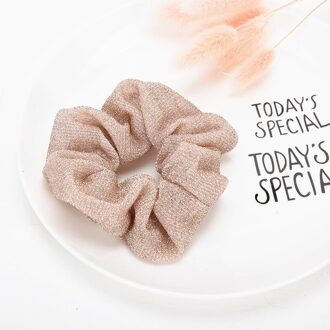 Haaraccessoires Glitter Haar Scrunchies Vrouwen Haarbanden Shining Metalic Stof Paardenstaart Holder Gum Voor Haar Rubberen Band Beige