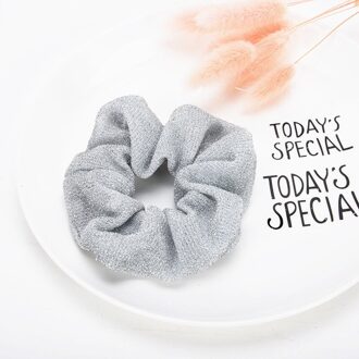 Haaraccessoires Glitter Haar Scrunchies Vrouwen Haarbanden Shining Metalic Stof Paardenstaart Holder Gum Voor Haar Rubberen Band zilver