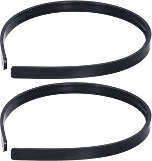 Haarband - 2x - zwart - 1 cm breed - kunststof - meisjes/dames - diadeem