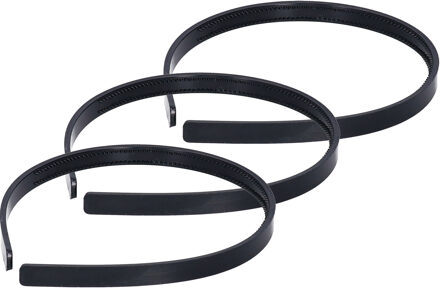 Haarband - 3x - zwart - 1 cm breed - kunststof - meisjes/dames - diadeem