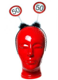 Haarband 50 jaar met verkeersbord print Multi