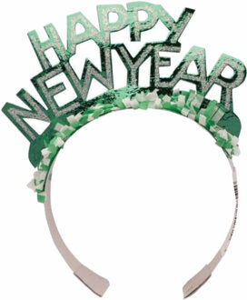 Haarband Happy New Year groen voor volwassenen - Verkleedhoofddeksels