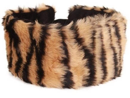 Haarband met pluche tijger dieren print voor dames Bruin