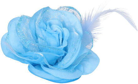 Haarbloem - blauw - met speld/ elastiek - 8 cm - haardecoratie - dames - carnaval