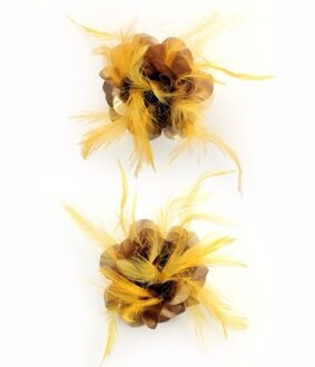 Haarbloem bruin met gouden veertjes Donkerbruin