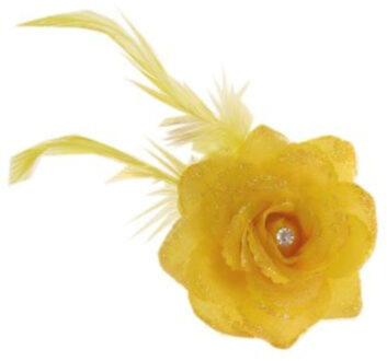 Haarbloem - geel - met speld/ elastiek - 8 cm - haardecoratie - dames - carnaval