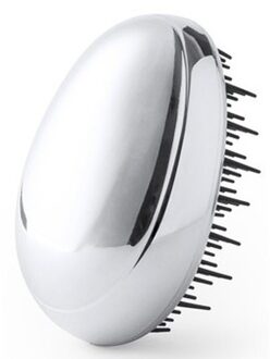 Haarborstel - anti-klit - zilverkleurig - 9 cm - voor onderweg