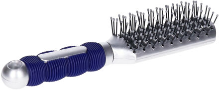 Haarborstel Hairmaster - zilver met blauw handvat - 23 x 5 cm - kunststof - heren/dames/kinderen