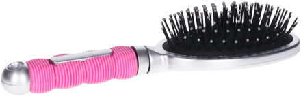 Haarborstel Hairmaster - zilver met roze handvat - 23 x 6 cm - kunststof - heren/dames/kinderen