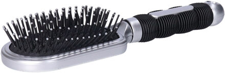 Haarborstel Hairmaster - zilver met zwart handvat - 23 cm - kunststof