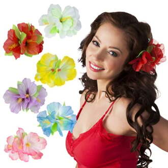 Haarclip bloemen Hawaii Rood - Zalm, Geel - Beige - Creme, Roze, Wit - Transparant, Paars - Lila, Blauw