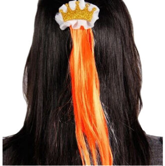 Haarclip groot oranje met kroon