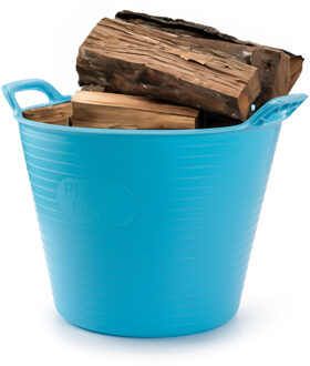 Haardblokken/houtblokken flexibele emmer/kuip - blauw - 42 liter -38 x 45 cm - eco kunststof