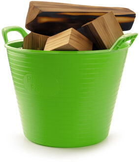 Haardblokken/houtblokken flexibele emmer/kuip - groen - 42 liter -38 x 45 cm - eco kunststof