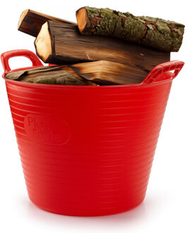 Haardblokken/houtblokken flexibele emmer/kuip - rood - 42 liter -38 x 45 cm - eco kunststof