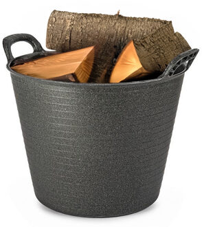 Haardblokken/houtblokken flexibele emmer/kuip - zwart - 42 liter -38 x 45 cm - eco kunststof