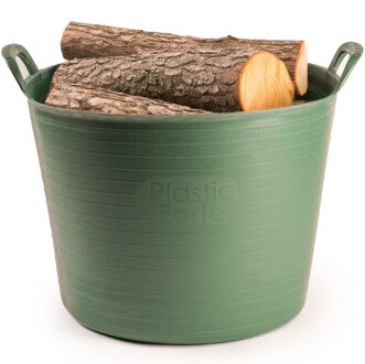 Haardhout - haardblokken emmer/kuip - groen - 42 liter - Flexibel ECO kunststof - rond - 39 x 44 cm