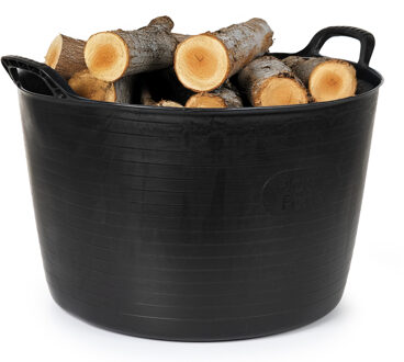 Haardhout - haardblokken emmer/kuip - zwart - 75 liter - Flexibel ECO kunststof - rond - 58 x 55 cm
