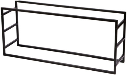 Haardhout/houtblokken opslag rek - metaal - 100 x 25 x 40 cm - Houtopslag Zwart