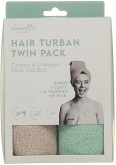 Haardroger Danielle Creations Hair Turban Twin Pack Grey & Mint 2 st