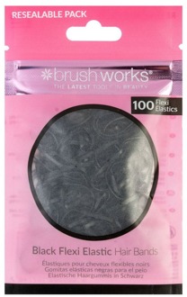 Haarelastiek brushworks Black Flexi Elastic Hair Bands 100 st