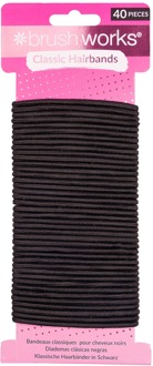 Haarelastiek brushworks Classic Black Hairbands 40 st