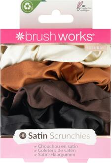 Haarelastiek brushworks Hair Scrunchies Natural 4 st