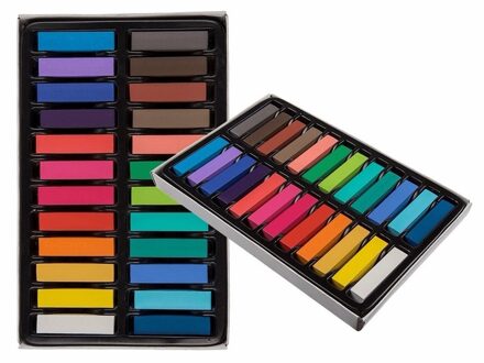 Haarkrijt pastelkrijt 24 kleuren - Verkleedhaarkleuring Multikleur