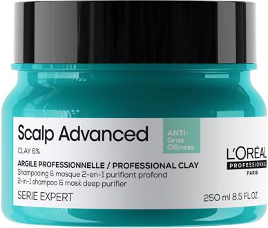 Haarmasker L'Oréal Professionnel Scalp Advanced Anti-Oiliness 2-in-1 Deep Purifier Clay 250 ml