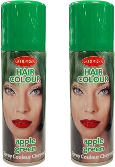 Haarspray of haarverf - 2x - kleur groen - verkleed accessoires - 125 ml - volwassenen en kinderen