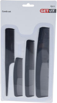 Haarstyling kammen set 4 stuks - Haarborstels Zwart