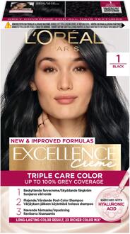 Haarverf L'Oréal Paris Excellence Creme Hair Color 1 Black 1 st