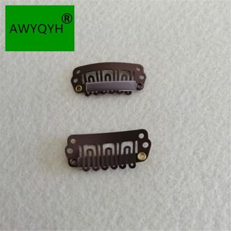 Haarverlenging Snap Clips Pruiken Inslag Toupet Clips Rvs 2.8 Cm bruin