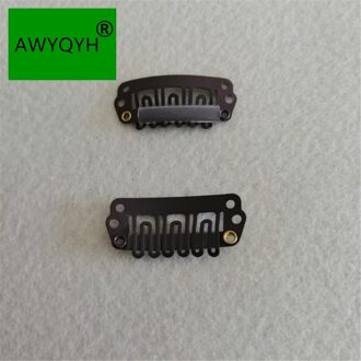 Haarverlenging Snap Clips Pruiken Inslag Toupet Clips Rvs 2.8 Cm donker bruin