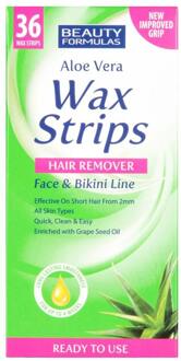 Haarverwijderaar Beauty Formulas Aloë Vera Wax Strips Gezicht En Bikini -Lijn 36 st