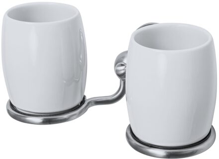 Haceka Allure Dubbele Bekerhouder Geborsteld RVS Keramiek 1208449 RVS look mat