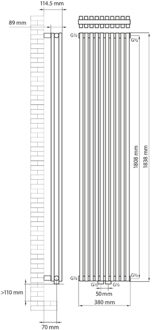 Haceka Designradiator Mojave Antraciet 184x46cm