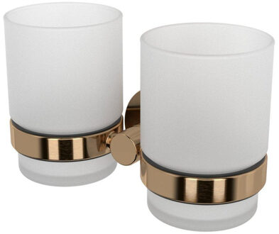 Haceka Kosmos Dubbele Bekerhouder - glas - geborsteld koper 2012690 Koper geborsteld