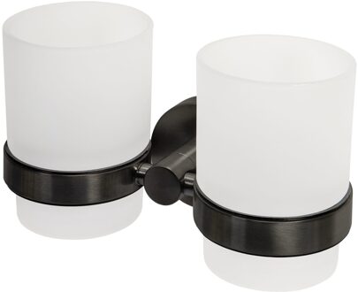 Haceka Kosmos Dubbele Bekerhouder - glas - gunmetal 1208734 Gunmetal glans (antraciet)