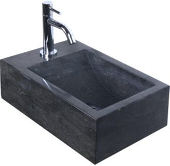 Haceka Nera Fonteinset Natuursteen 40x23x11cm kraangat links zwart