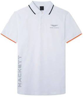 Hackett Aston Martin Racing Polo met Geribbelde Kraag Hackett , White , Heren - S