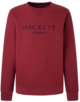 Hackett Heritage Sweatshirt met Geribbelde Details Hackett , Red , Heren - XL