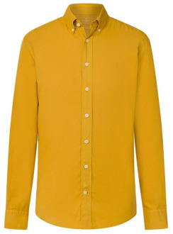 Hackett Kliek Geruite GMT DYE OX Overhemd Hackett , Yellow , Heren - L