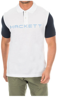 Hackett Korte Mouw Polo Shirt in Heather Grijs-Wit Hackett , White , Heren