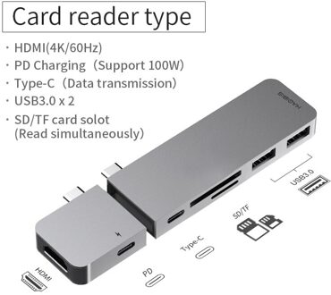 Hagibis USB-C Hub Adapter Type C Naar Hdmi Compatibel Usb 3.0 RJ45 Gigabit Ethernet Sd/Tf Pd Lading Voor macbook Pro/Air Samsung S10 Card reader type